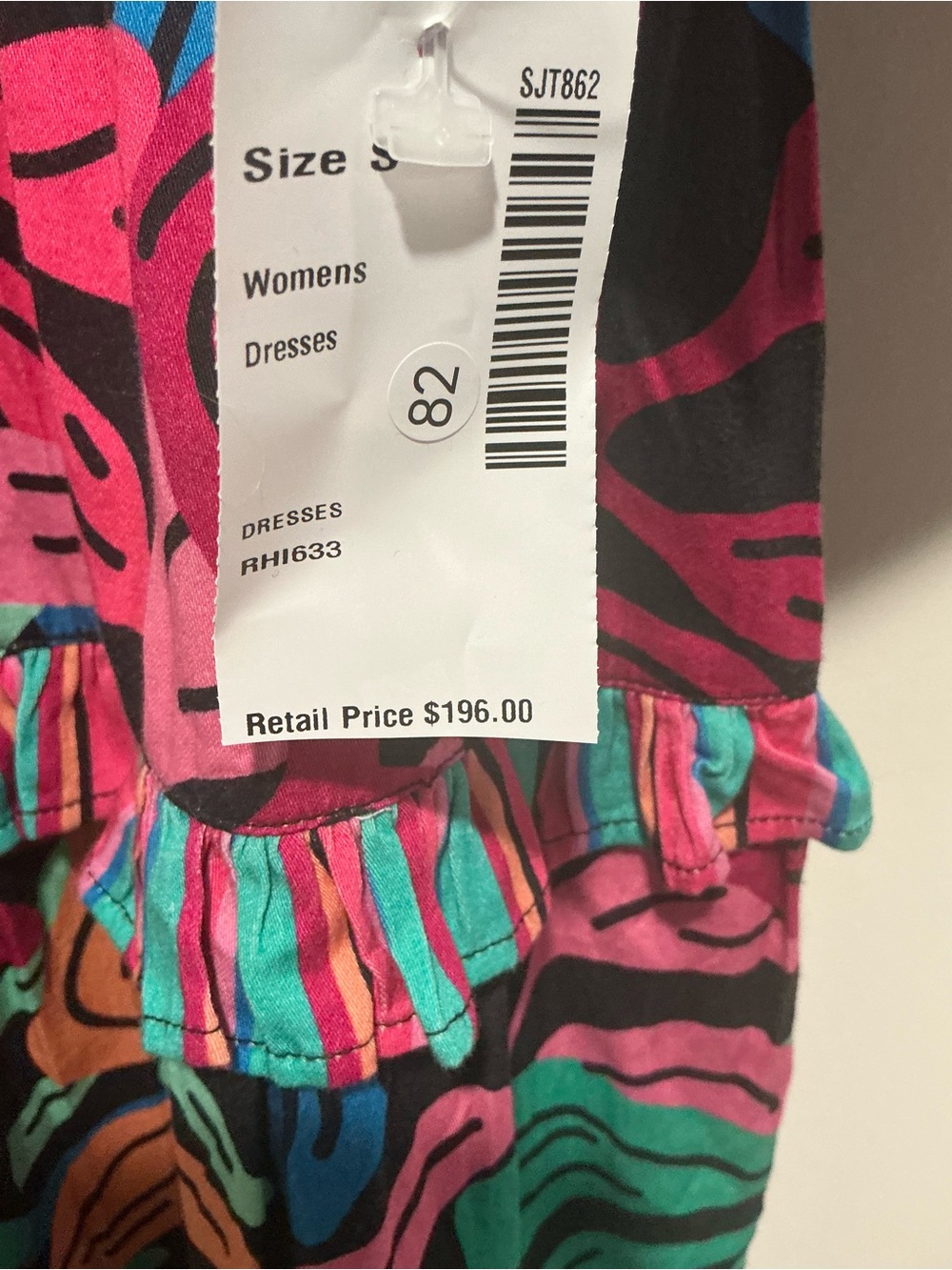 Floral Ruffle Tie-Waist Mini Dress in Black Multicolor - Picture 4 of 6